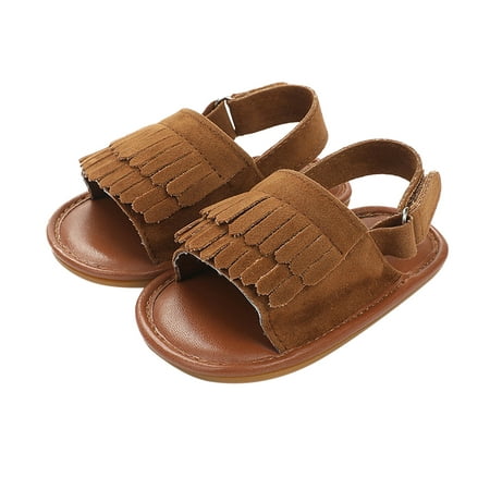 

kpoplk Toddler Sandals Boys Girls Open Toe Tassels Shoes First Walkers Shoes Summer Toddler Cute Shoes For Teen Girls(Coffee)