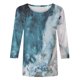 thumbnail image 4 of Camiseta estampada a la moda para mujer, blusa de manga 3/4 de longitud media, cuello redondo, camisetas informales Pompotops  FGAJ2171, 4 of 5