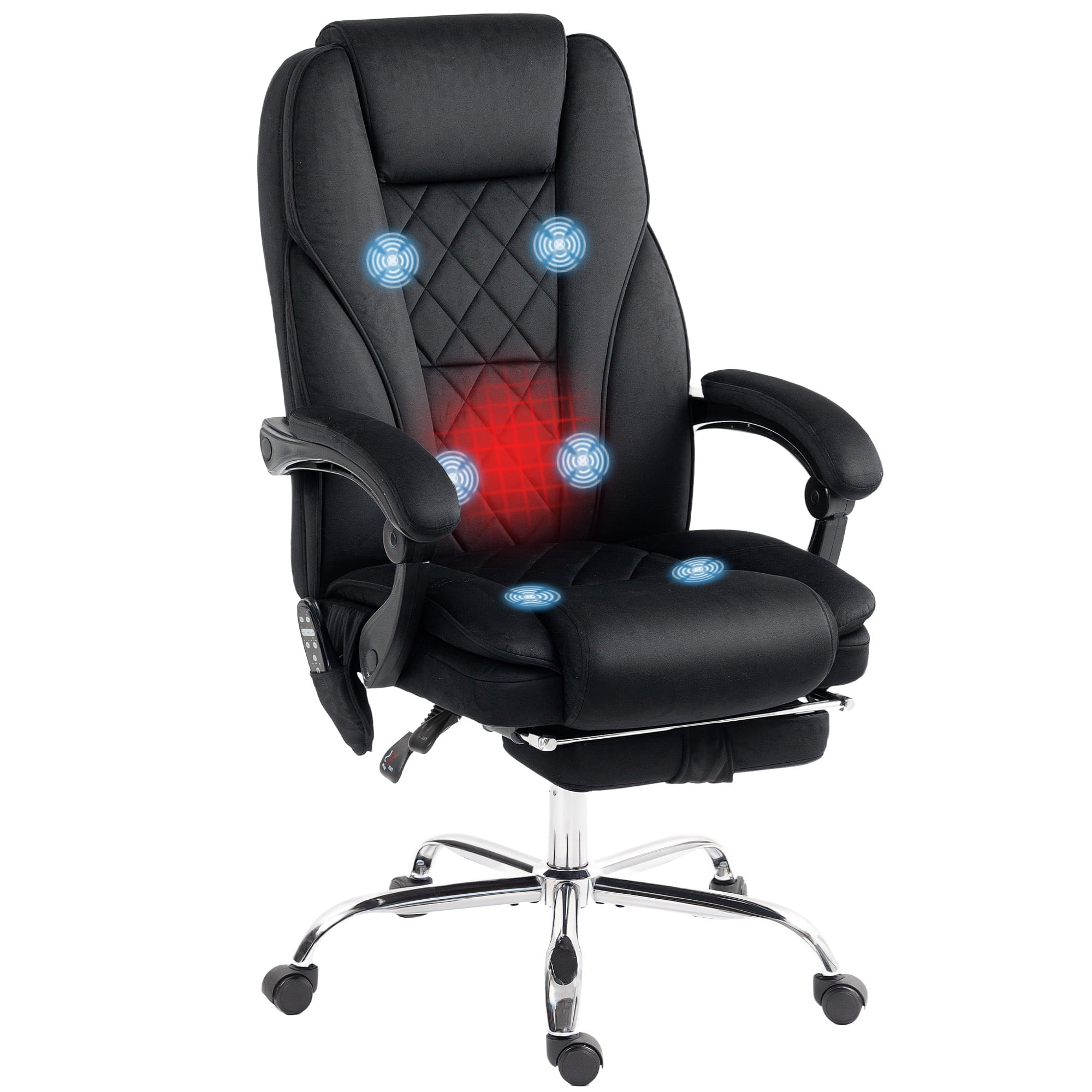 Vinsetto Executive Massage Office Chair, Heated Computer Desk Chair with Adjustable Height and Footrest, Black