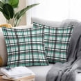 thumbnail image 2 of Abstract Stripes Outdoor Pillow Covers Set of 2 Turquoise Black Grey Plaid Waterproof Throw Pillow Case Decorative Square Cushion Cover for Patio Couch Garden Balcony, 20"x20", 2 of 9