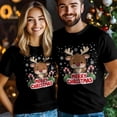 thumbnail image 4 of Camisetas gráficas informales de manga corta para hombre con diseño de ciervos y copos de nieve de Feliz Navidad, 4 of 8