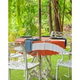 thumbnail image 5 of Outdoor Tablecloth Orange and White Stripes Round Patio Tablecloths 60 Inch, Waterproof Table Cloths with Umbrella Hole and Zipper, Striped Simple Summer Table Cover for Outdoor Tables Garden, 5 of 6