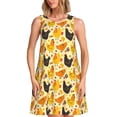 thumbnail image 1 of Balery Funny Chicken Vestidos de verano para mujer con estampado: vestido holgado sin mangas, vestido playero informal y cómodo para días calurosos., 1 of 7