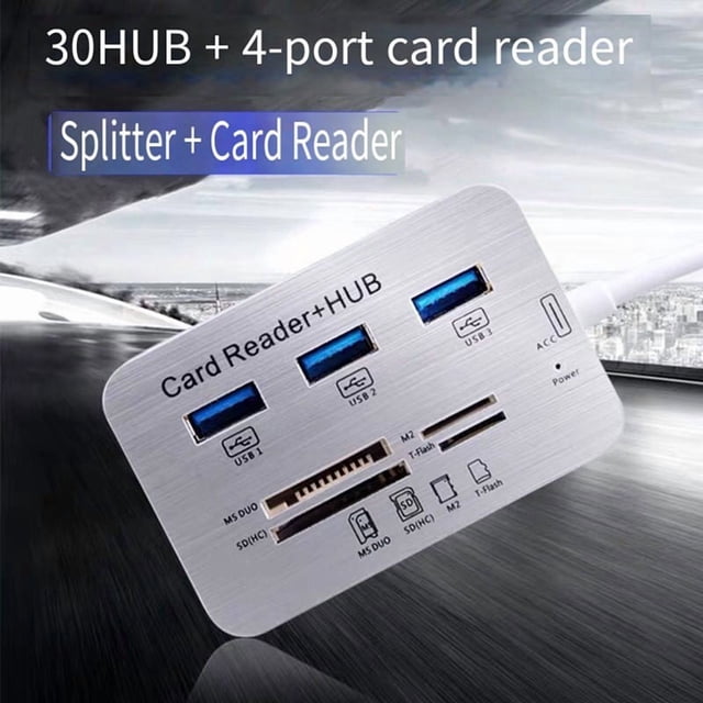 Expansor de 7 Puertos HUB+4 para Tarjetas de Memoria SD, TF, MS, M2 y MMC, Adaptador para U Disk, PC, Portátil, Ratón, Teclado y USB.