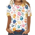 thumbnail image 3 of VBTAPA Jesus Shirts for Women Christian Cross Printed Short Sleeve T-shirts Happy Easter Rabbit Graphic Tees Lightning Sales of The Day Multicolor S, 3 of 5