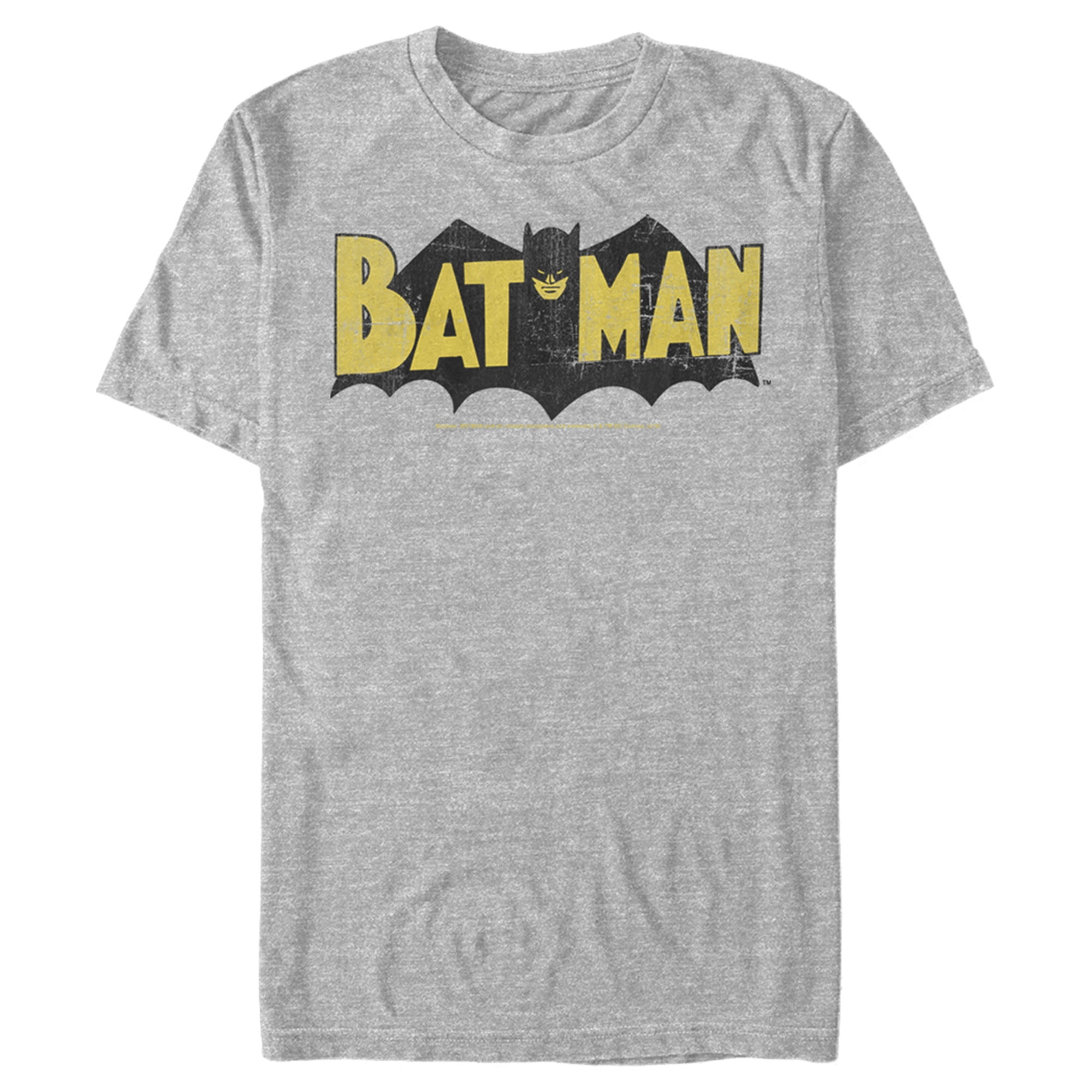 Men's Batman Logo Vintage Graphic Tee Silver X Large 