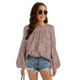 thumbnail image 4 of Xmarks Women's Lantern Sleeve Crewneck Loose Babydoll Shirt Loose Blouse, 4 of 14