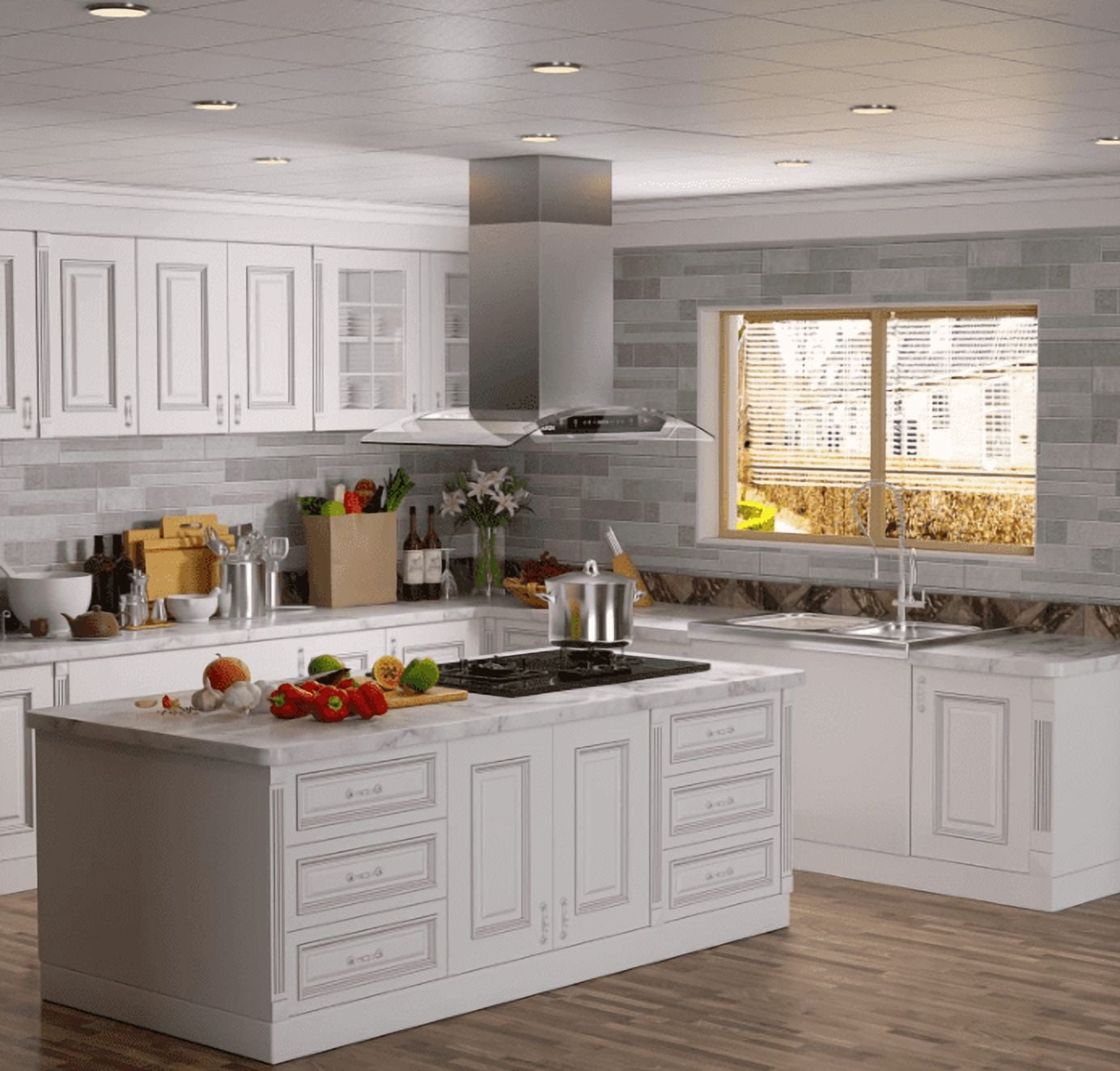 IKTCH 36 inch Island Mount Range Hood Stainless Steel & Curved Tempered Glass