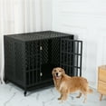 thumbnail image 4 of Ufyerutg 44'' Indestructible Heavy Duty Dog Crate, Escape Proof Strong Steel Impact Pet Cage for Large Medium Dogs, High Anxiety Sound Proof Chewproof Kennel Double Door with Trays and Wheels, 4 of 7
