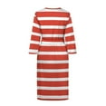 thumbnail image 4 of Yuyamidu Womens Christmas Robes Lightweight 3/4 Sleeves Bathrobe Red White Stripes Long Sleepwear Women's Mid-Length Robe Nightgrown Xmas Sleep Dress Size L, 4 of 7