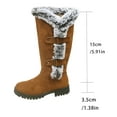 thumbnail image 5 of XIMIN Women's Platform Snow Boots Hidden Wedge Boots Fully Fur Lined Boots Retro Knee High Boots with Double Buckle Non Slip Waterproof Winter Warm Walking Shoes, 5 of 9