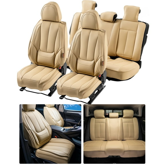 VEVOR Seat Covers, Universal Car Seat Covers Full Set Seats, Front and Rear Seat,13pcs Faux Leather Seat Cover, Full Enclosed Design,Detachable Headrest and Airbag Compatible,for Most Car SUV Truck