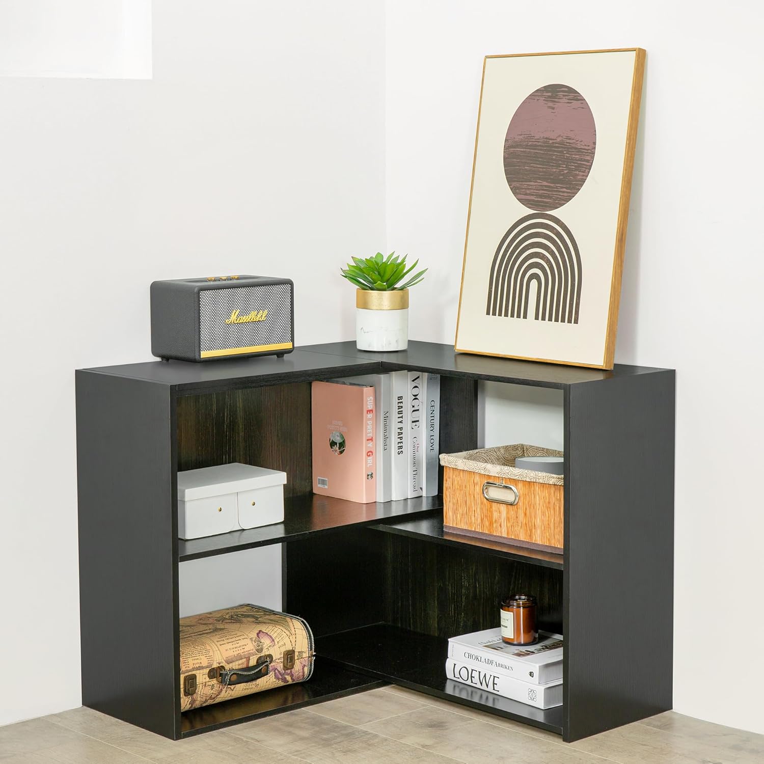 Reliancer TV Stand for TVs up to 65", Black with Open Shelves photo 5