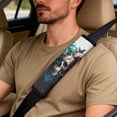 thumbnail image 5 of Xixirimido Leather Seat Cover Front Seats Only, Universal Fit Auto Front Seat Covers for Sedan Van SUV Truck 5 Pcs Set with Seatbelt Covers & Center Console Cover, Butterfly Skull Blue Purple Roses, 5 of 8