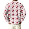 thumbnail image 4 of Fgvctg Mens Valentine's Day Sweater Ribbed Knit Button Down Henley Collar Sweater Love Heart Print Comfy Pullover Slim Fit Long Sleeve Sweaters Oversized Spring Blouse Pink S, 4 of 5