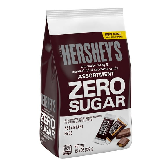 Hershey's, Zero Sugar Chocolate and Caramel Filled Chocolate Assortment Sugar Free Candy Bars, Individually Wrapped, 15.5 oz, Bag