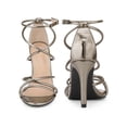 thumbnail image 4 of BLISSFUL STEP Stiletto Heel Strappy Straps Open Toe Sandals for Women Gunmetal 7.5, 4 of 4