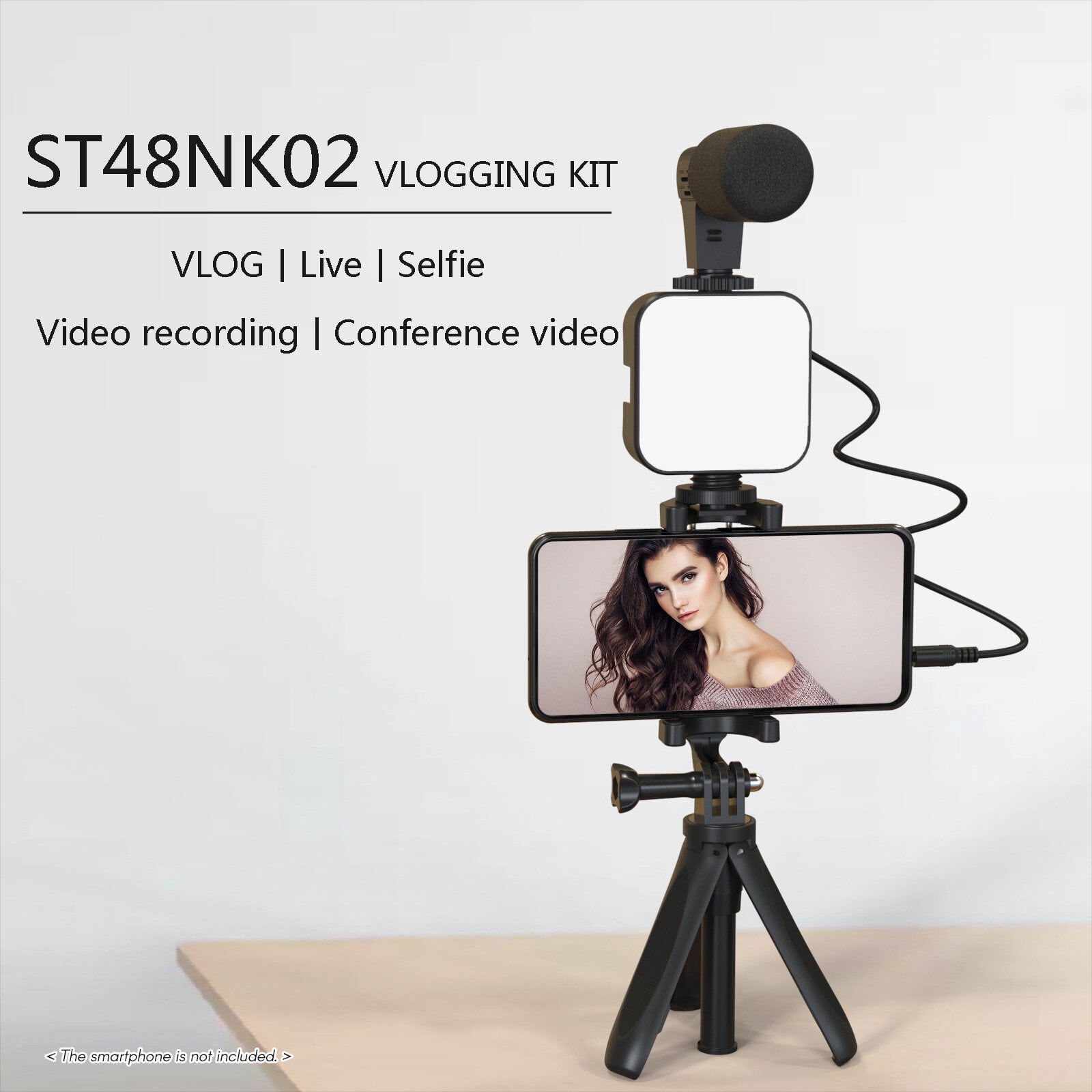 And Smartphone Vlogging Kit Tripod Phone Holder + Microphone + Video Light + Clip + 3.5mm  To TRRS Audio Cable For Live Stream Video Recording