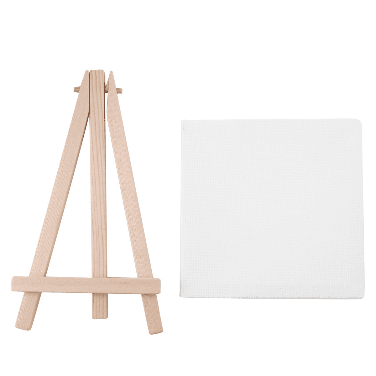 4 By 4 Inch Mini Canvas and 8x16cm Mini Wood Easel Set for Painting Drawing School Student Artist Supplies, 36 Pack