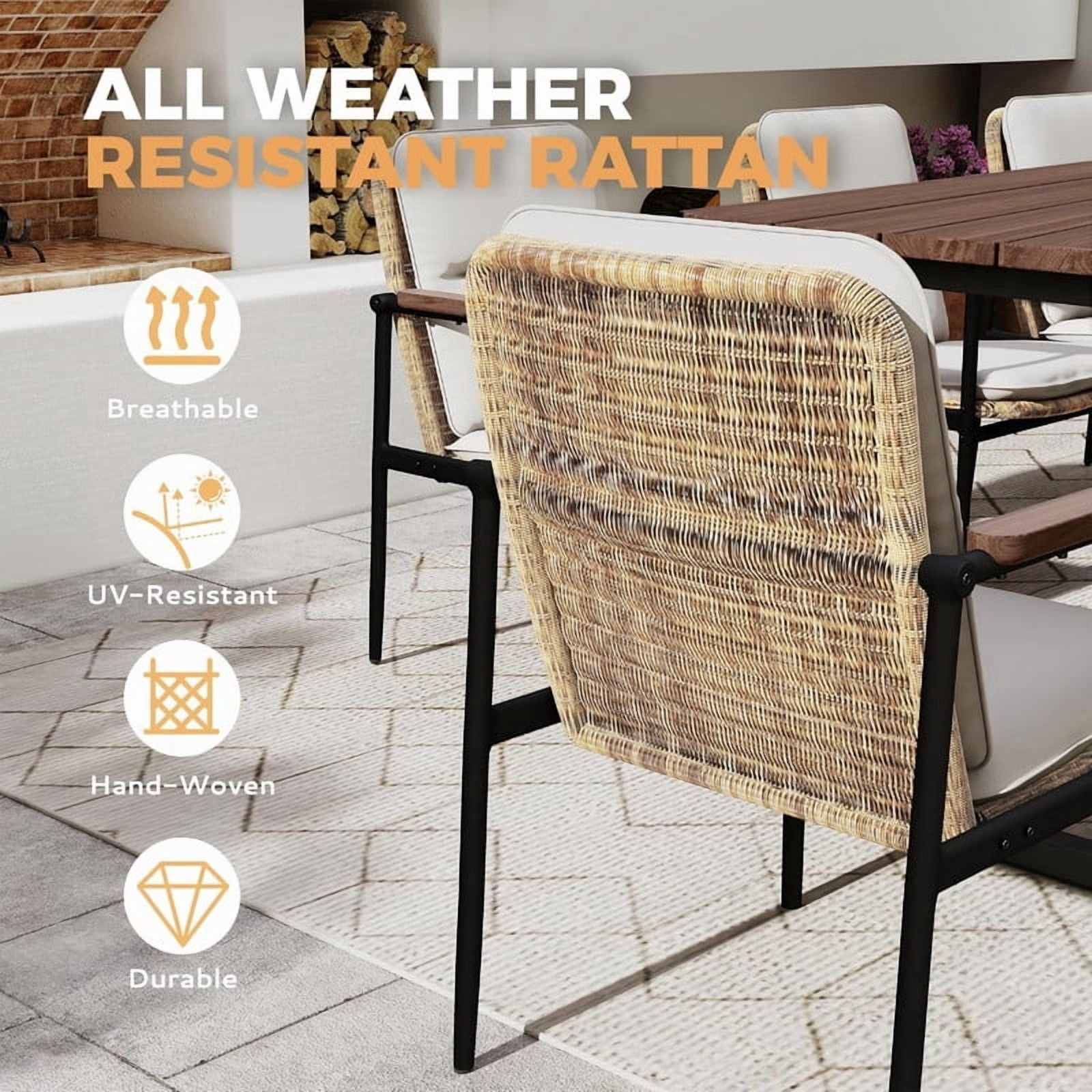 4-Piece Outdoor Conversation Sets, Sofas & Coffee Table Patio Chat Sets, Aluminum Sectional Sofa