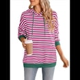 thumbnail image 2 of Sudadera con Capucha A Rayas para Mujer, Estilo Adolescente, para Otoño. Rosa Roja L, 2 of 10