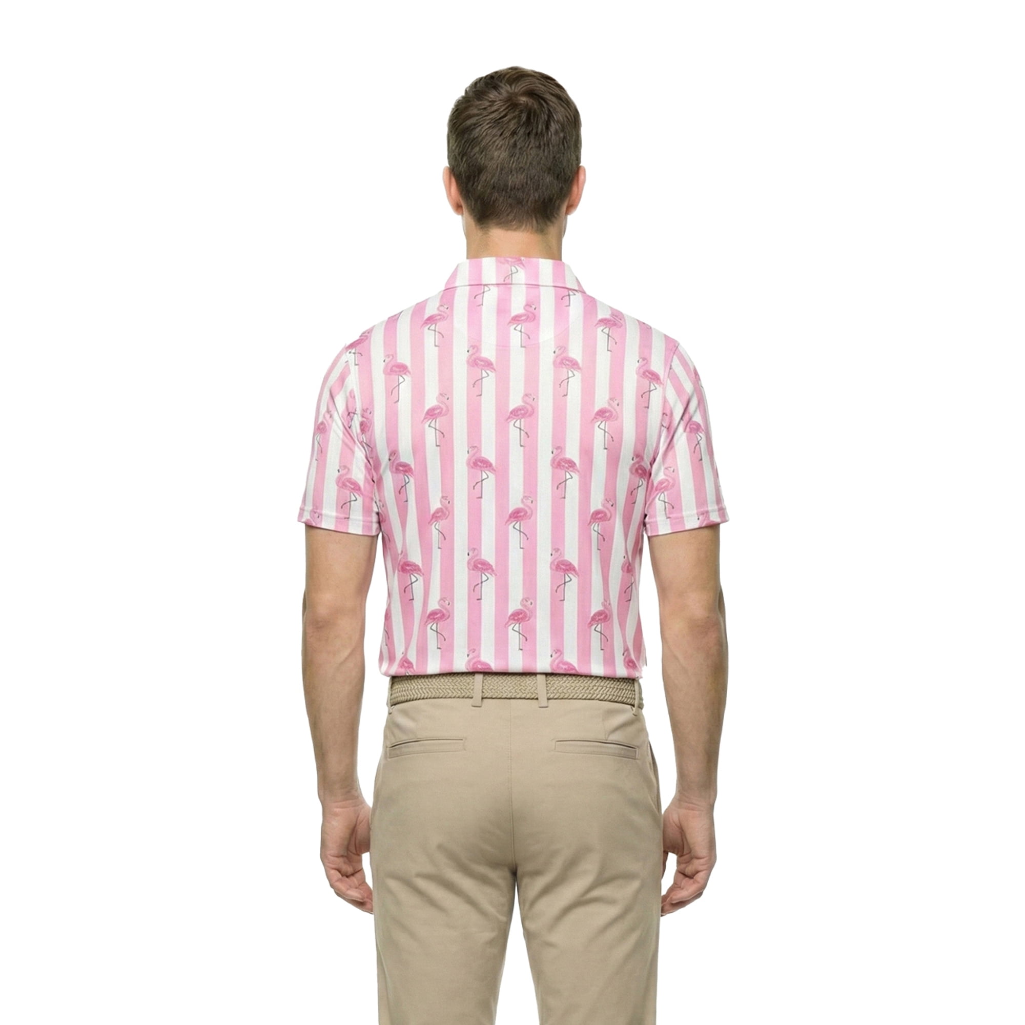 Birdie Bound Men's and Big and Tall Men's Beverly Flamingo Print Polo Shirt, Sizes XS-4XLT