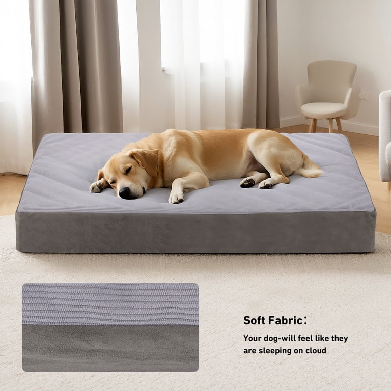 Zephypaws Orthopedic Memory Foam Dog Bed,35in Cooling Dog Beds,Pet Bed for  Crate with Removable Washable Cover,Gray