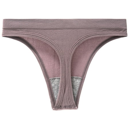 Scyoekwg Seamless Thongs for Women Thong Fashion Low Waisted Breathable Bikini Underwear Hipster Panties Ice Silk T-shaped Solid Color Ladies Panties Underpants(Purple XL)
