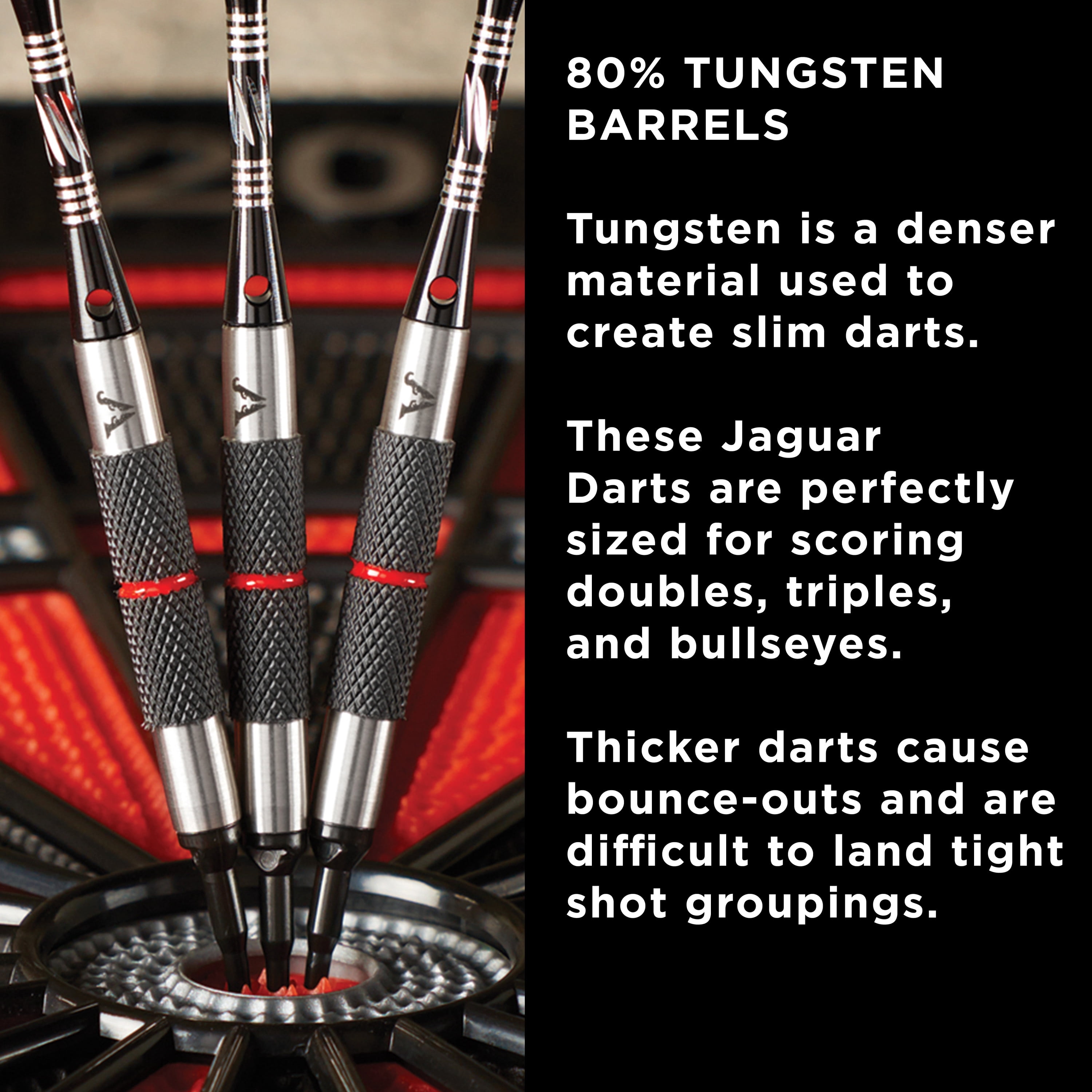 Viper Jaguar 80% Tungsten Soft Tip Dart Set, Silver, 18 Grams