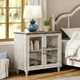 thumbnail image 7 of Nightstand for Bedroom with Glass Doors, Mid-Century Modern Wooden Closet Storage Organizer, Placing It in the room Has a Great Decorative Effect, Rustic White, 7 of 7