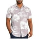 thumbnail image 2 of Blusa y camisa de manga corta con cuello vuelto para hombre, informal, a la moda, con estampado de bolsillo y botones, de poliéster., 2 of 6