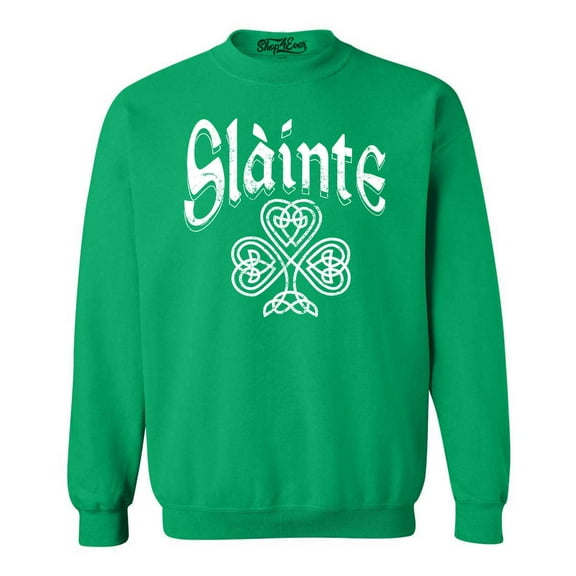 Shop4Ever Men's Slainte Celtic Knot Irish Scotish Toast Cheers Crewneck Sweatshirt X-Large Irish Green