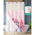 thumbnail image 2 of No Hook Shower Curtain with Snap in Liner, Pink Snowman Christmas Tree Winter Snowflake Hotel Shower Curtains for Bathroom, Washable Shower Curtain Liner Set with Mesh Top Window, 36"x78", 2 of 6