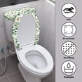 thumbnail image 4 of HELLHERO Polyester Toilet Lid Seat Cover Set for Hotel Holiday Dressing Toilet Seat Protector with Elastic Bottom 2 Piece, Leaf, 4 of 8