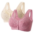 thumbnail image 1 of TSADFHJI 2PC Women's Front Side Buckle Lace Edge without Steel Ring Movement Seamless Gathering Adjustment Yoga Sleep Large Bra Women Bras Exposed Nipple Womens Bras Fishnet Khaki 50, 1 of 2