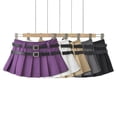 thumbnail image 2 of New Retro Work Skirt Women's Pleated Skirt Belt Skirt-Khaki-XS, 2 of 5
