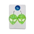 thumbnail image 3 of Glow In The Dark Alien Earrings, Blacklight Reactive Women Rave Festival Accessories, Sterling Silver Statement Jewelry, Cute Gift For Her, 3 of 5