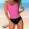 thumbnail image 2 of Guluxicc Tankini Swimsuit Sets for Women Solid Color Racerback Padded Two Piece Swimsuits with Beach Underwear Summer Bathing Suit, 2 of 6