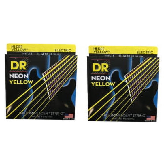 DR Strings Guitar Strings 2-Pack Electric Neon Yellow 11-50 Heavy