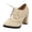 Beige, variant on Womens Wingtip Dress Fall Boots Round Toe Block High Heel Lace up Retro Ankle Boots for Party Wedding Office Work Holiday Wear
