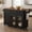 Black + Walnut, variant on Christopher Knight Home 54.2" Mobile Kitchen Island with Glass Door, Trash Bin Cabinet, Blue Gray + Natural
