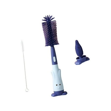 

TureClos Baby Bottle Brush Set Three-in-One Dust Remover Supple Head Saving-space Multi-colors Adorable Cleaning Tool Kitchen Items Blue