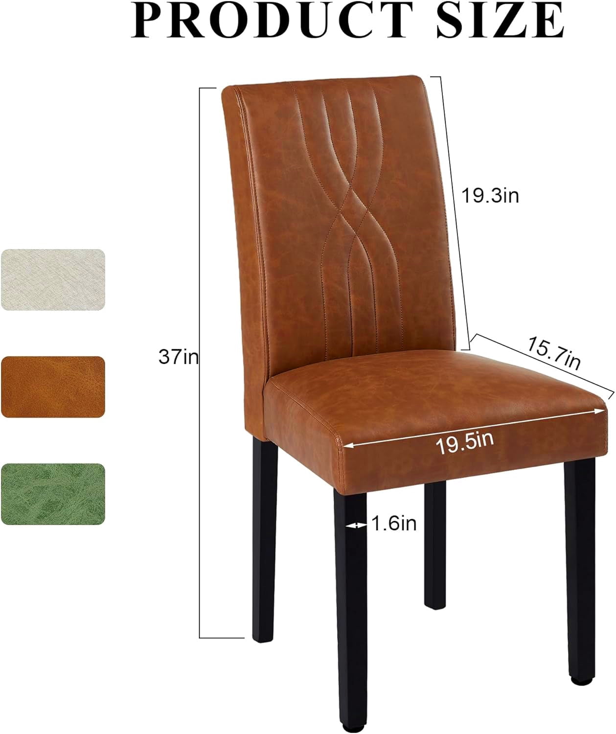 VECELO Upholstered Dining Chairs, Modern PU Leather High Back Chair with Wood Legs for Kitchen, Living Room, Set of 6, Brown