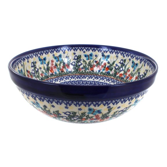 Blue Rose Polish Pottery Garden of Eden Medium Serving Bowl