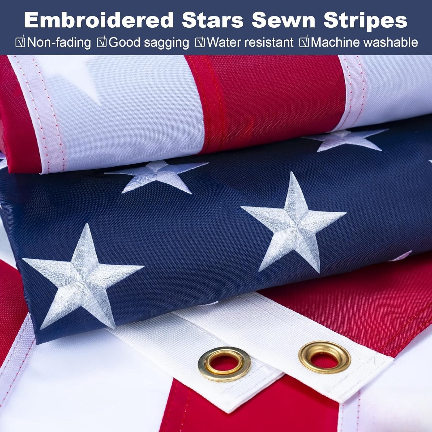 Lanola 3x5 Outdoor Heavy Duty, American Flags for outside 3x5 , Heavy Duty Nylon USA Flags with Durable Brass Grommets, Sewn Stripes Standard, 300D Nylon USA Flag for Indoor Outside Decoration