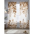 thumbnail image 2 of Brown Eucalyptus Leaves Sheer Curtains 108 Inch Length 2 Panels Set Window Treatments, Spring Summer Botanical Rod Pocket Semi Curtains for Living Room/Bedroom/Kitchen Décor, 104"W x 108"L, 2 of 7