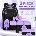 thumbnail image 4 of AHMOMEI 3 Piece Bow Backpack Set, Fashion Casual Rucksack with Lunch Bag & Pencil Case, Large Capacity Lightweight Daily Daypack Black, 4 of 8