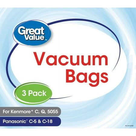 Great Value Kenmore C Vacuum Bag for Upright Vacuums, 3-Pack, 2337