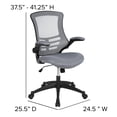 thumbnail image 5 of Emma + Oliver Mid-Back Dark Gray Mesh Swivel Ergonomic Task Office Desk Chair - Flip-Up Arms, 5 of 13