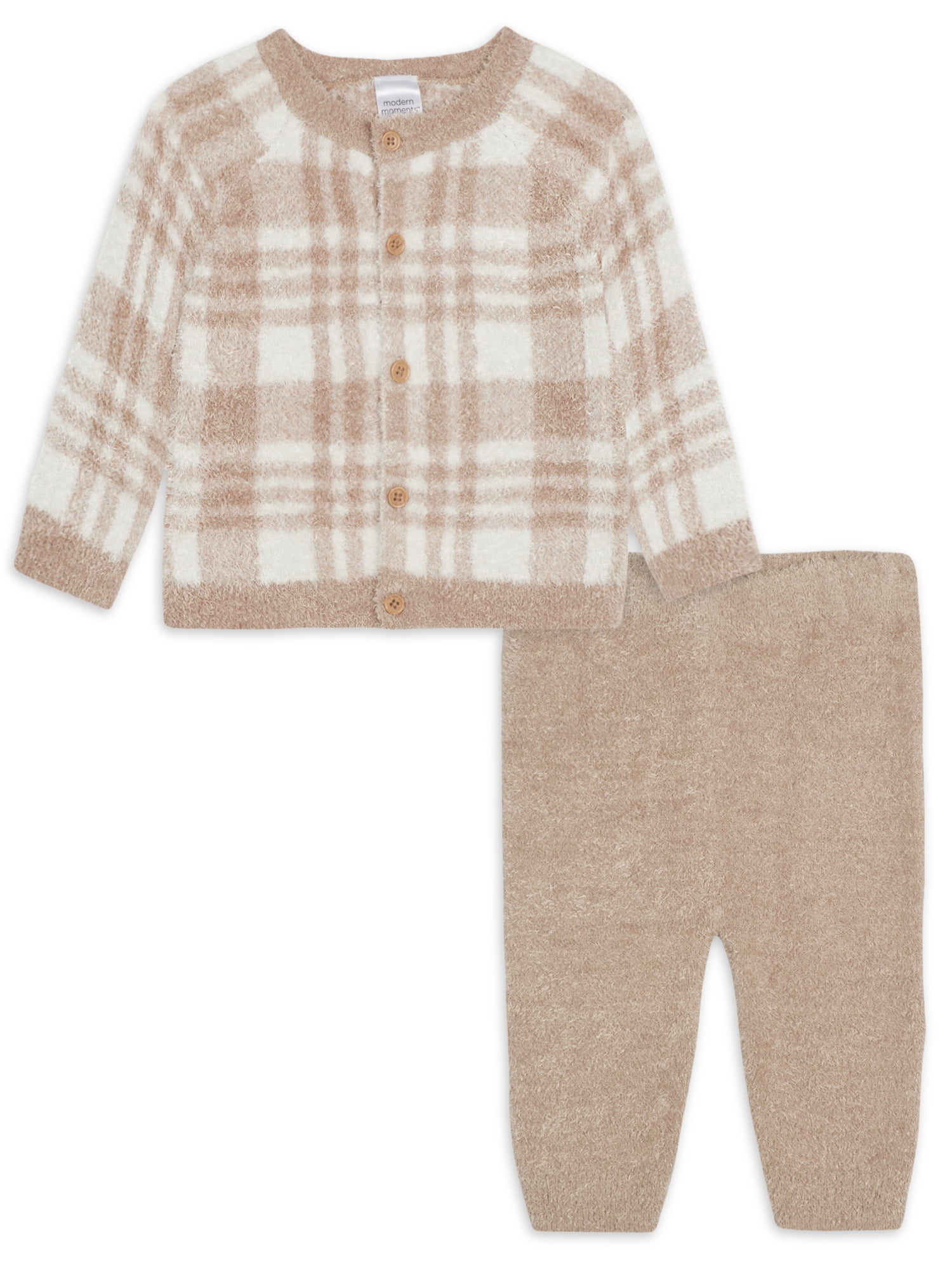 Modern Moments by Gerber Baby Boy or Girl Gender Neutral Long Sleeve Cozy Cardigan Sweater & Pant, 2-Piece Outfit Set, Sizes 0/3-24 Months